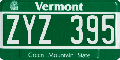 VT license plate ZYZ395