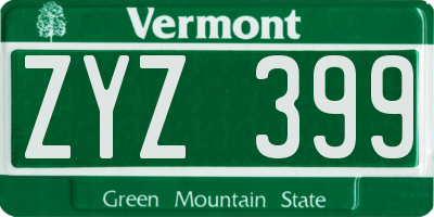 VT license plate ZYZ399