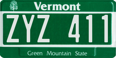 VT license plate ZYZ411