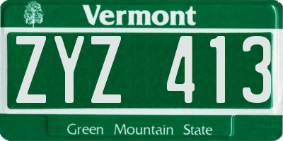 VT license plate ZYZ413