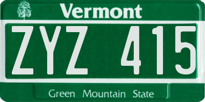 VT license plate ZYZ415