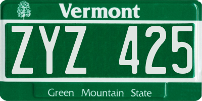 VT license plate ZYZ425