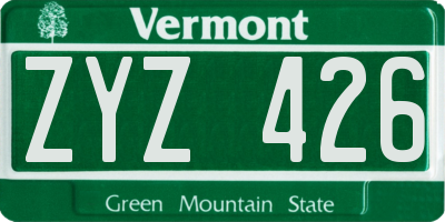 VT license plate ZYZ426