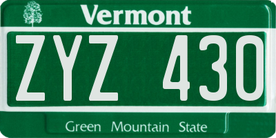 VT license plate ZYZ430