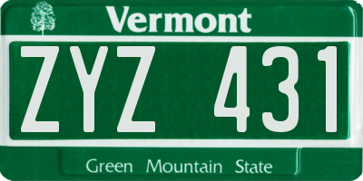 VT license plate ZYZ431
