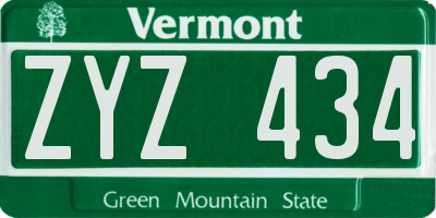 VT license plate ZYZ434