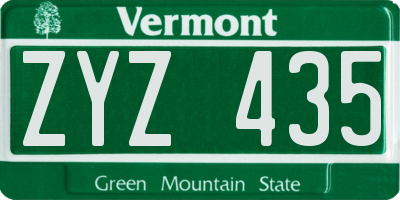 VT license plate ZYZ435
