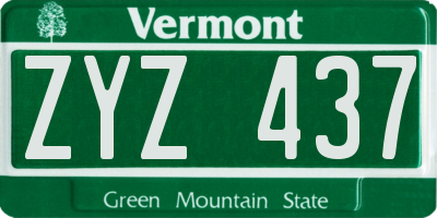 VT license plate ZYZ437