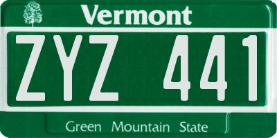 VT license plate ZYZ441