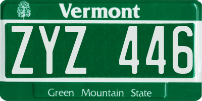 VT license plate ZYZ446