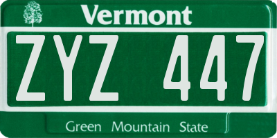 VT license plate ZYZ447