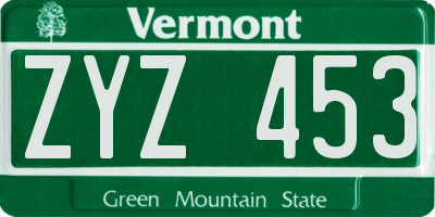 VT license plate ZYZ453