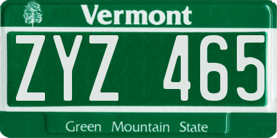 VT license plate ZYZ465
