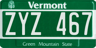 VT license plate ZYZ467