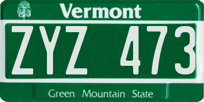 VT license plate ZYZ473
