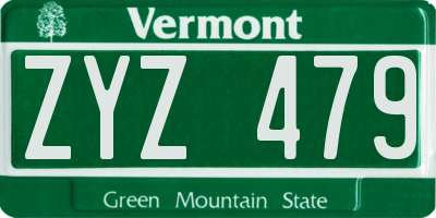VT license plate ZYZ479