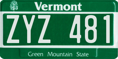 VT license plate ZYZ481