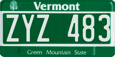 VT license plate ZYZ483