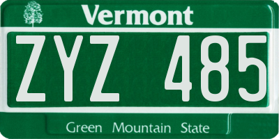 VT license plate ZYZ485