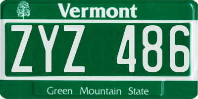 VT license plate ZYZ486