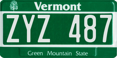 VT license plate ZYZ487