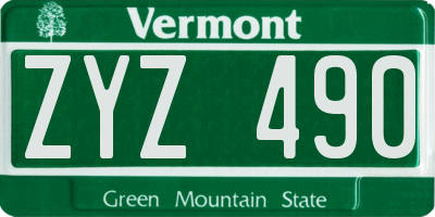 VT license plate ZYZ490