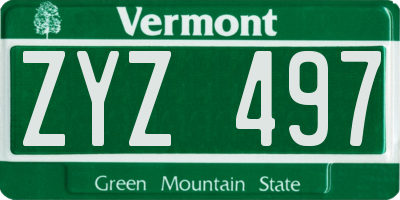 VT license plate ZYZ497