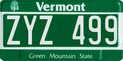 VT license plate ZYZ499
