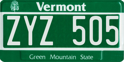 VT license plate ZYZ505