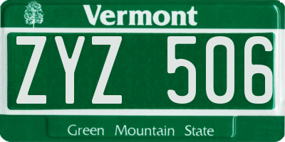 VT license plate ZYZ506