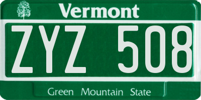 VT license plate ZYZ508