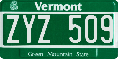 VT license plate ZYZ509