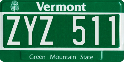 VT license plate ZYZ511