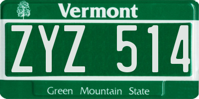 VT license plate ZYZ514