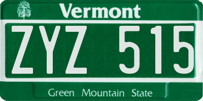 VT license plate ZYZ515