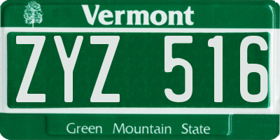VT license plate ZYZ516