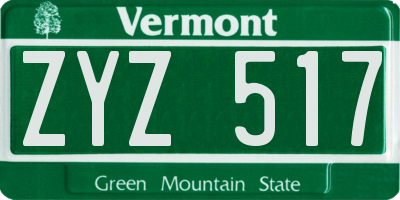 VT license plate ZYZ517