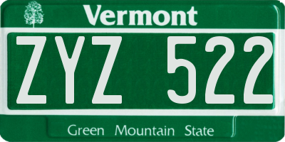 VT license plate ZYZ522