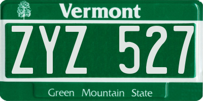 VT license plate ZYZ527