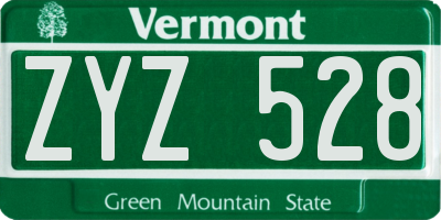 VT license plate ZYZ528