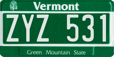 VT license plate ZYZ531