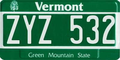 VT license plate ZYZ532