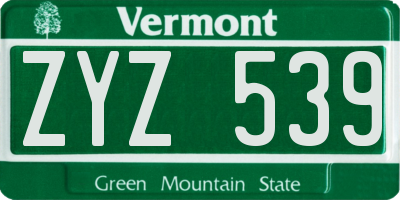 VT license plate ZYZ539