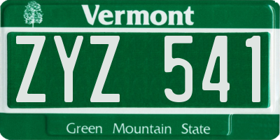 VT license plate ZYZ541