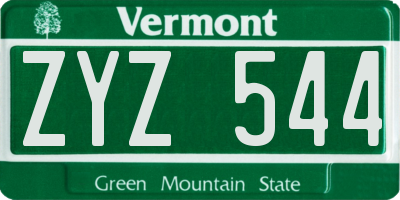 VT license plate ZYZ544