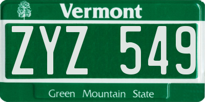 VT license plate ZYZ549