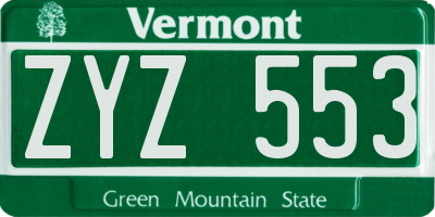 VT license plate ZYZ553