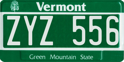 VT license plate ZYZ556