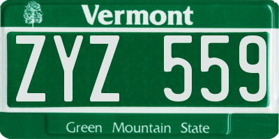 VT license plate ZYZ559
