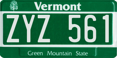 VT license plate ZYZ561